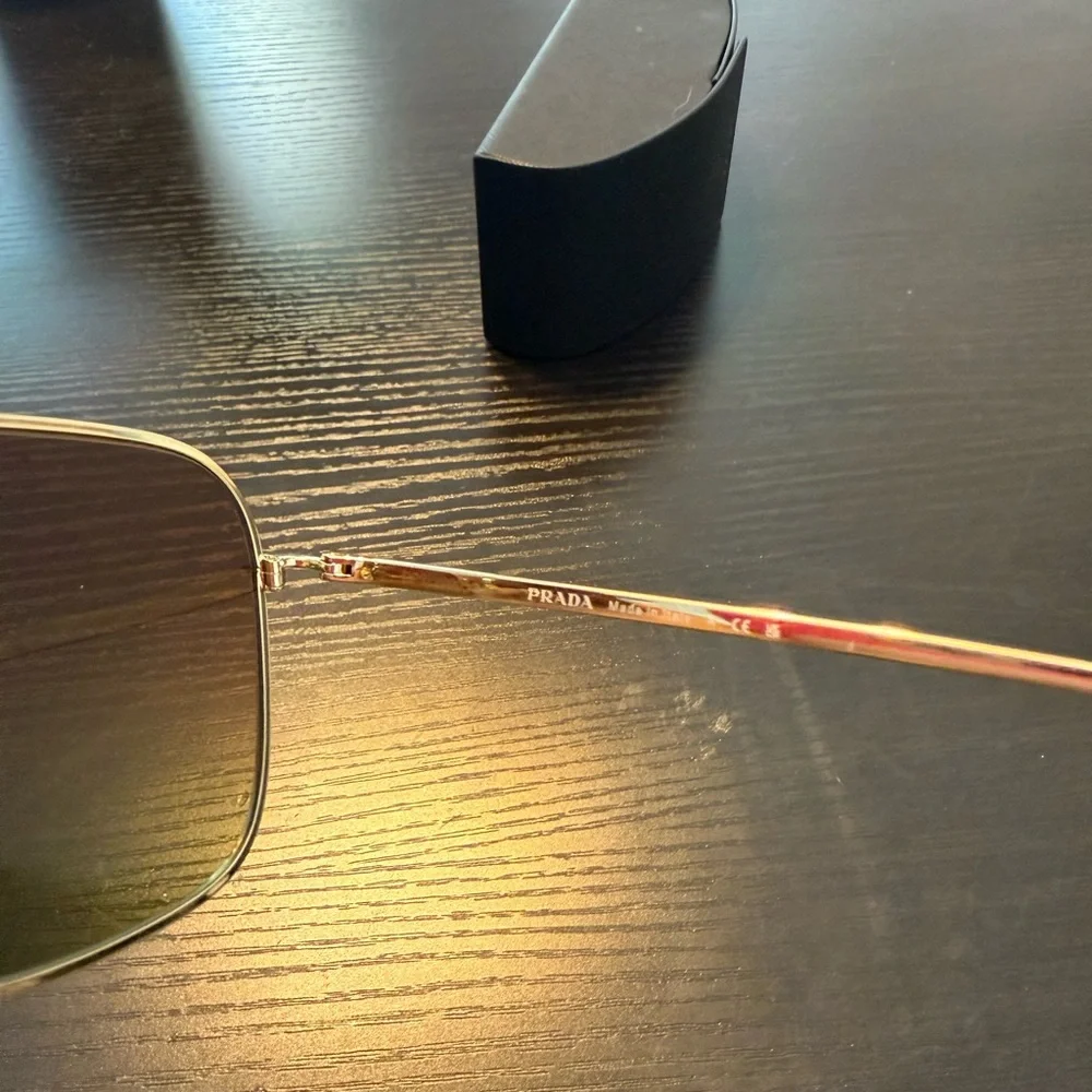 NWOT Prada Gold and Brown Sunglasses - Picture 4 of 6